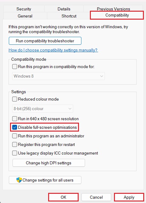 Minecraft's Compatibility Settings.