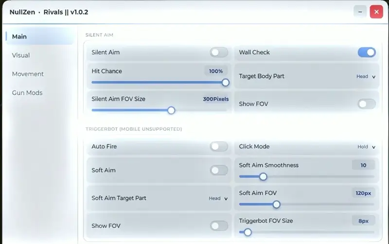 NullZen Hub Script Rivals NO KEY – Silent Aim Aimbot
