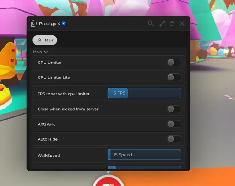 Prodigy X Hub Script [No Key] - CPU Limiter, Auto Hide, Anti AFK