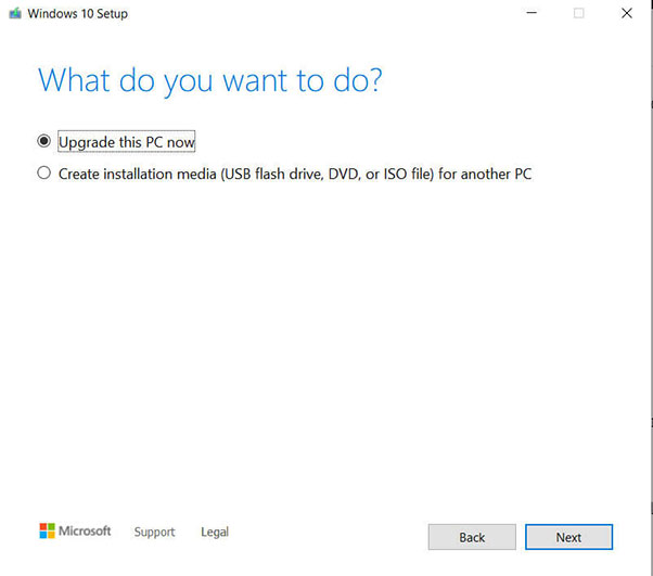 Run Media Creation Tool to download Windows 10