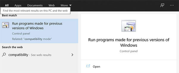 Run Programs made for earlier versions of Windows
