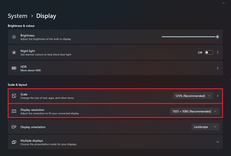 Screen scale and display resolution change.