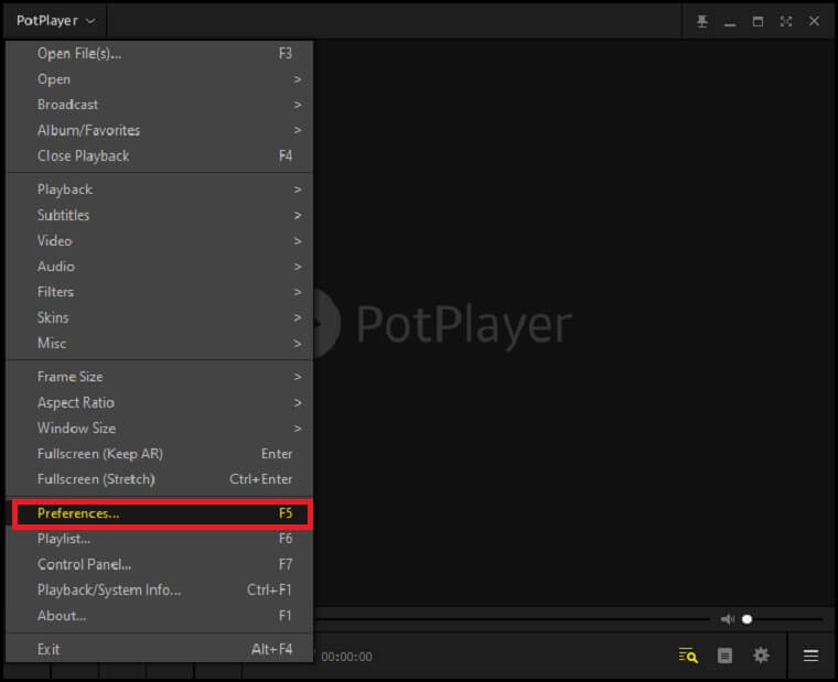 Go to prefernces of PotPlayer.