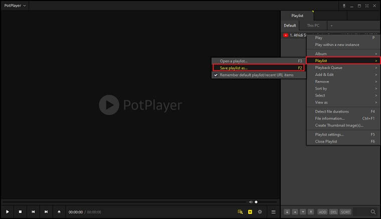 Save playlist in Potplayer.