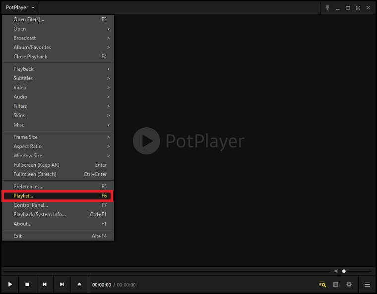 Go to Playlist in PotPlayer.
