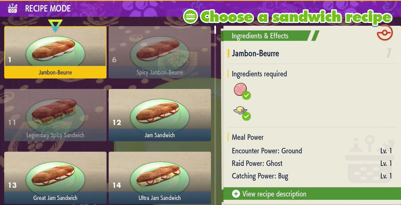 Choose a Sandwich Recipe to make