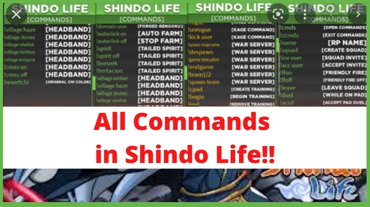 Shindo life commands for pc