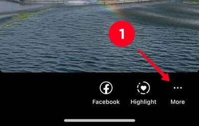 tap on more to save Instagram stories