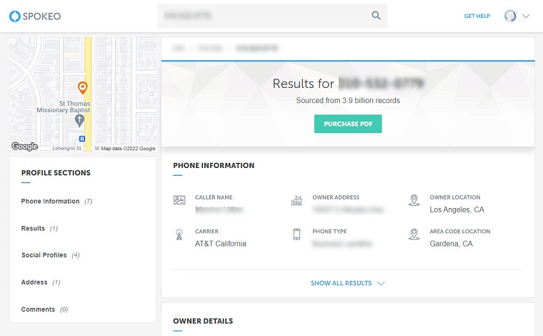 Track location with phone number by using Spokeo