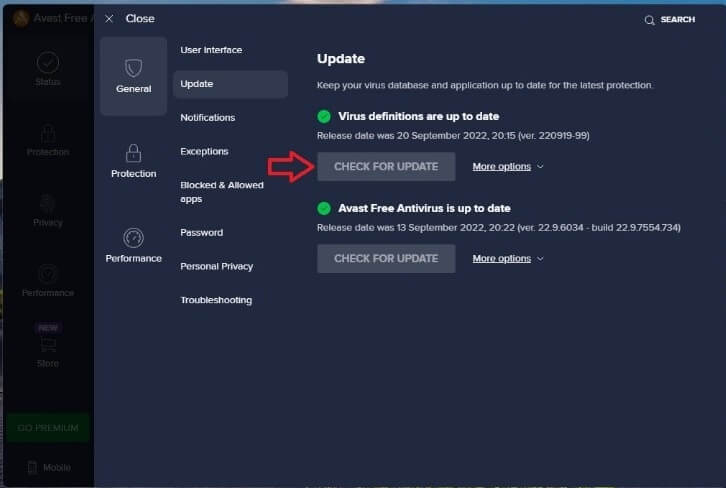 Manually Update Avast Virus Definitions and the Avast App