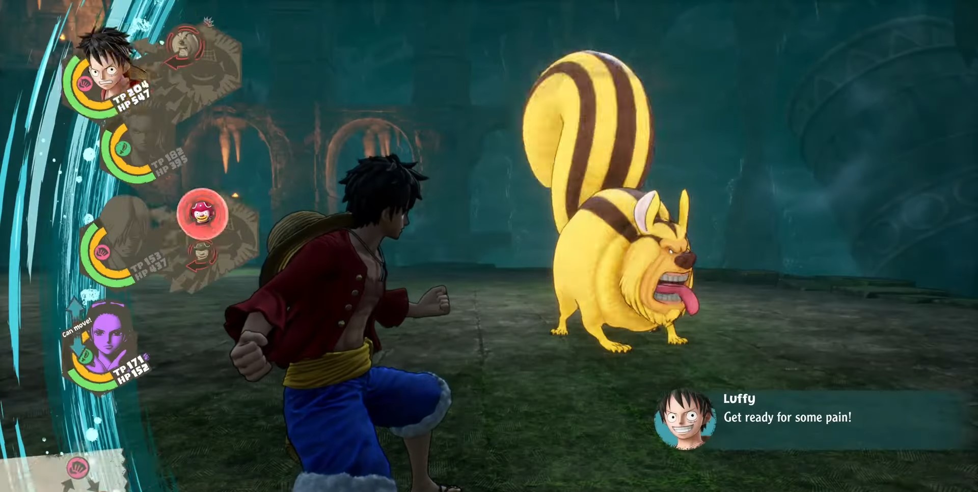 Use Attacks of Luffy to defeat Death Squirrel