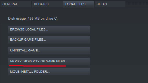 Verify the Integrity of Game Files.