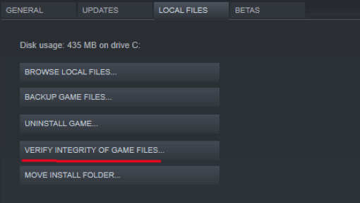 Verify the Integrity of the Game files 