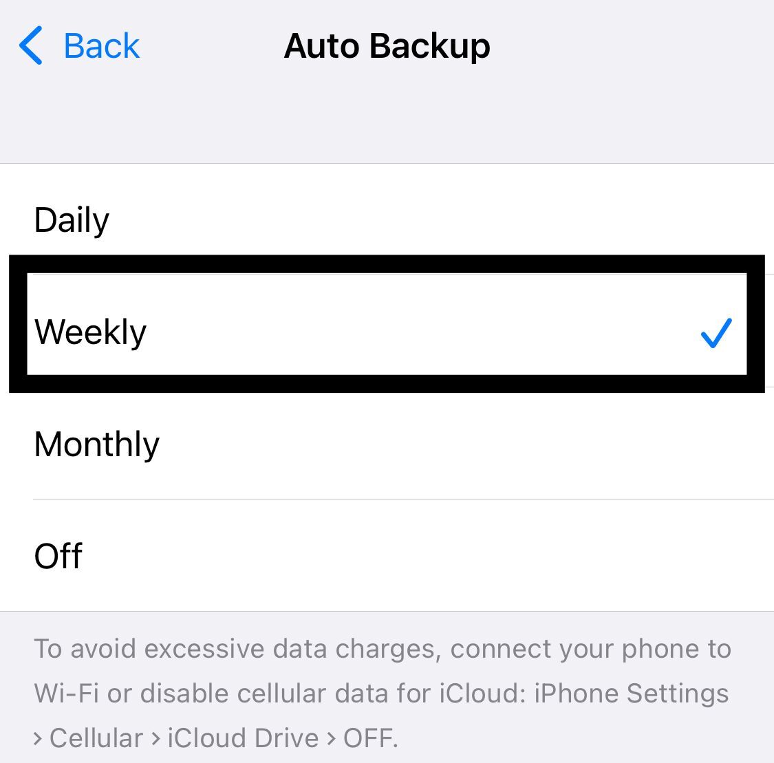 Weekly backup for chats