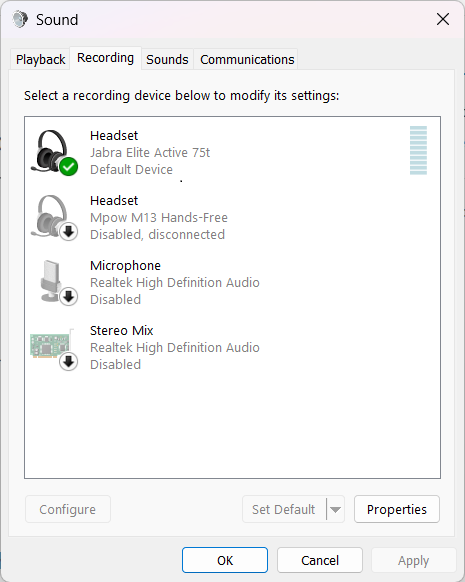 disable other mic devices