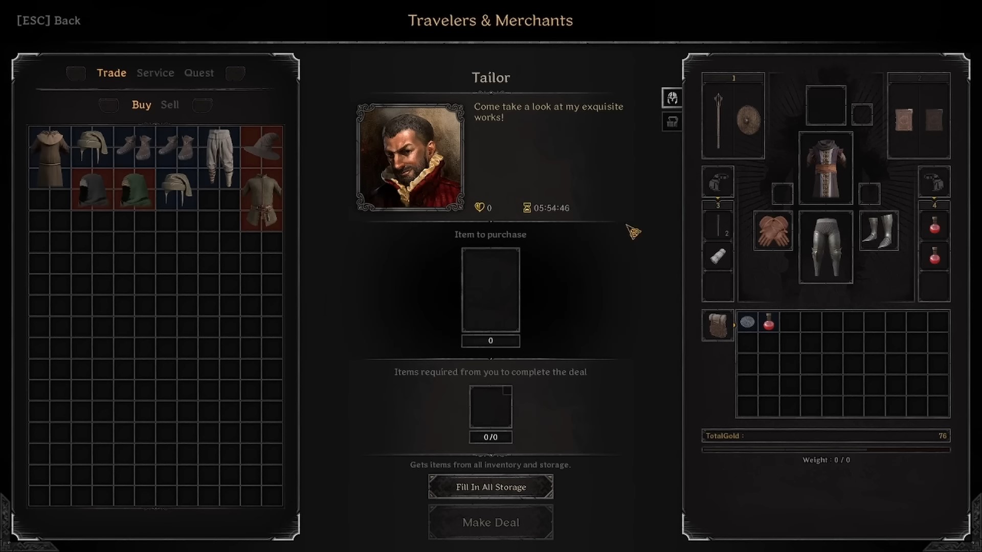 buying items from merchants