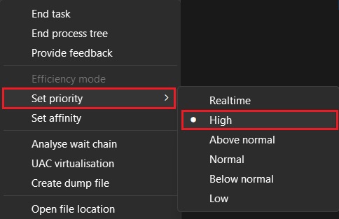 Changing priority for Valorant to High to fix the ping related issues.