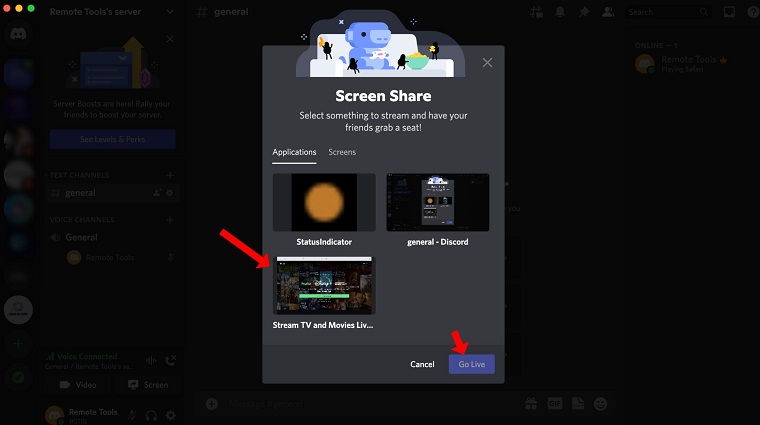 click on Share Screen to shre hulu content on discord