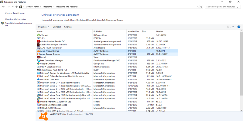 Repair Avast From Control Panel Windows 10