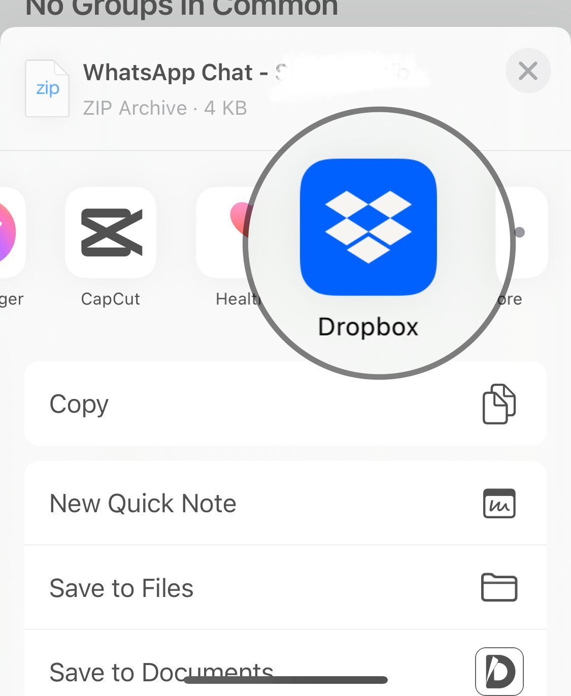 export chat via dropbox