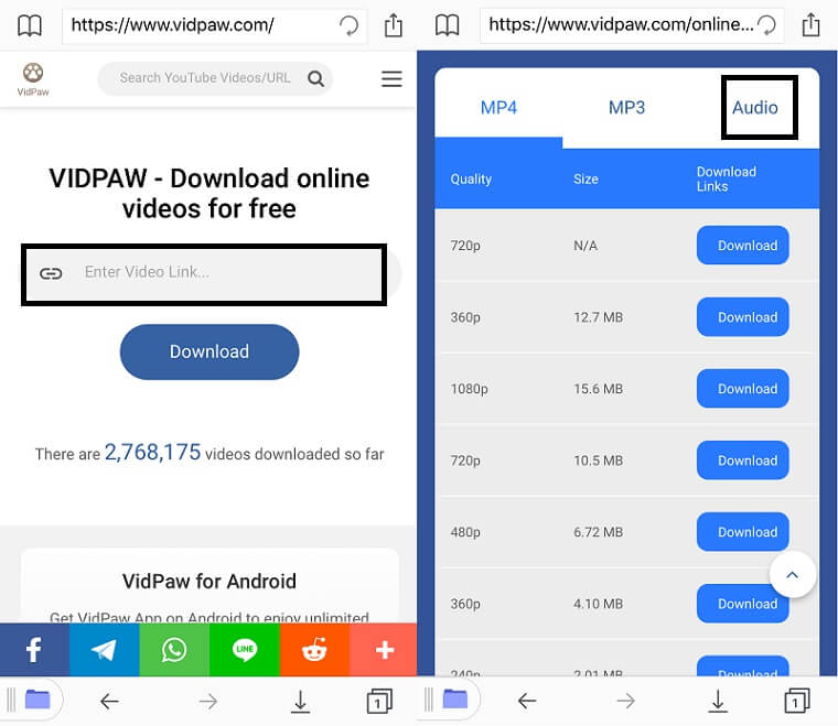 Download an audio file from YouTube on iPhone/iPad.