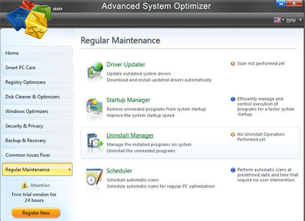 manage startup programs using advanced system optimizer