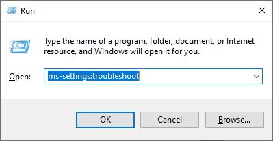 Windows+ R ms-settings:troubleshoot