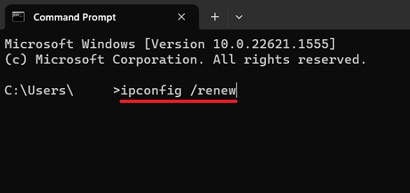 Renewing IP through Command prompt.