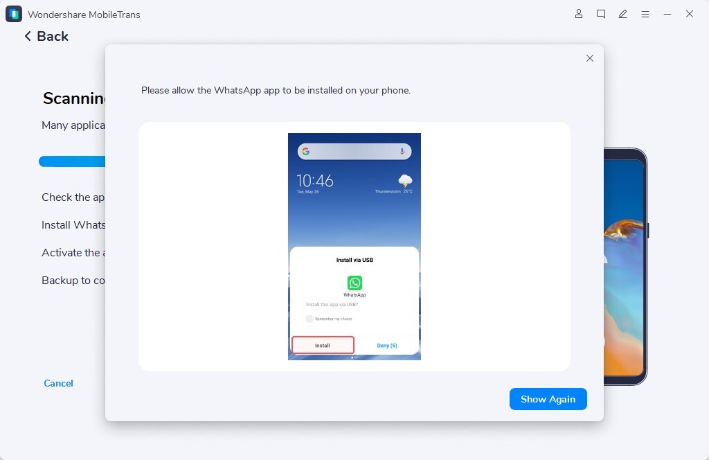 Install WhatsApp and retrieve-whatsapp messages