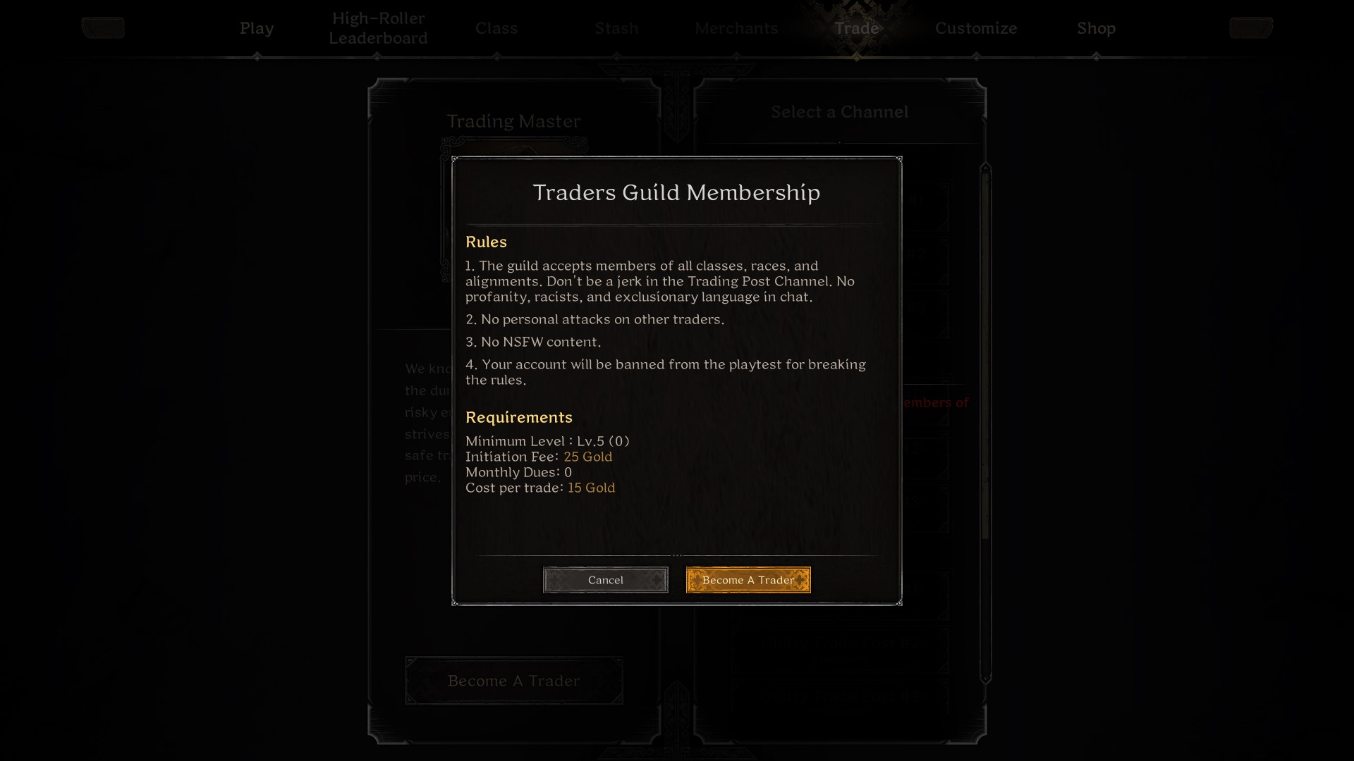 Trader Guild Membership- DARK and Darker